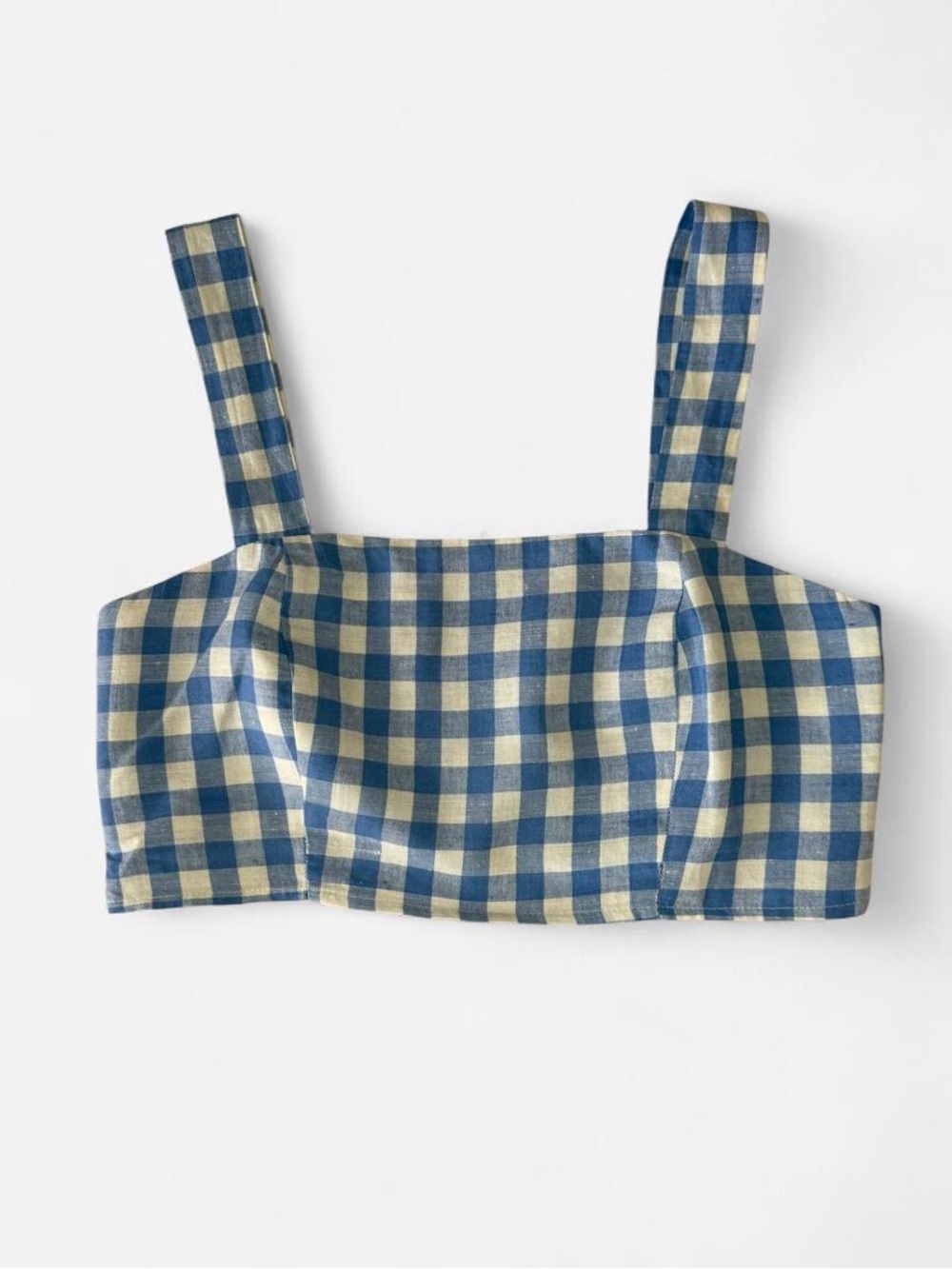 Reformation Blue and White Gingham Crop Top